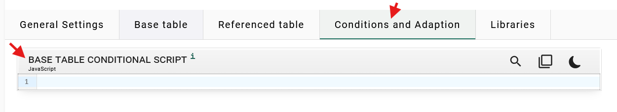 Screenshot of the Adaption and Condition Window