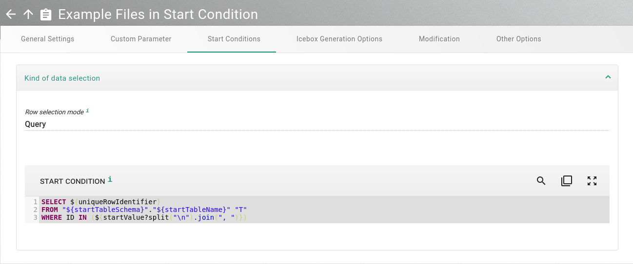 Start condition in task template