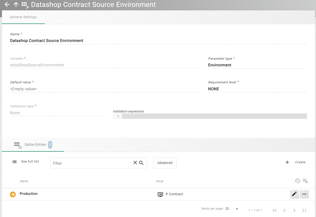 Custom parameter for source environment