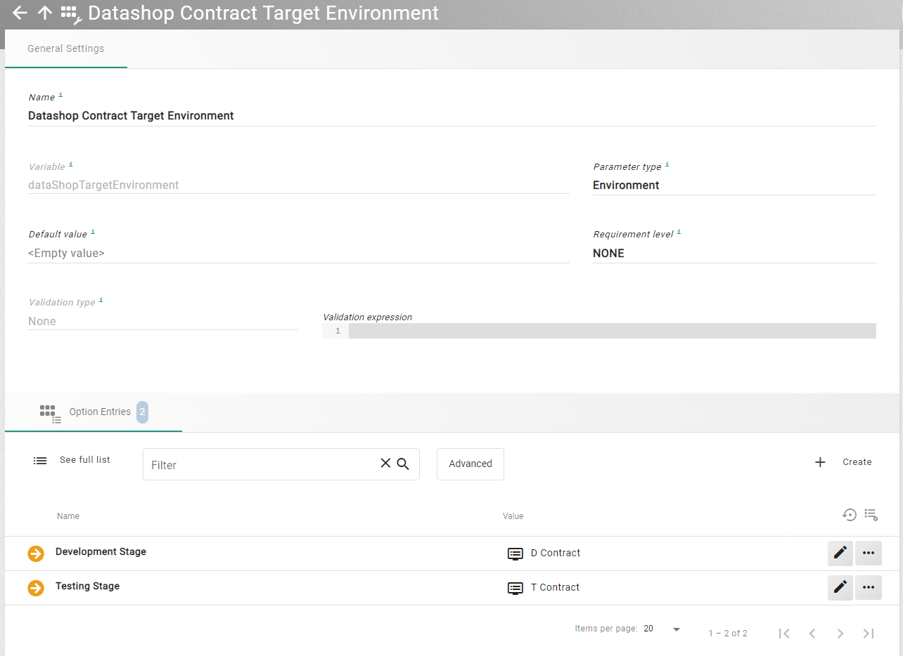 Custom parameter for target environment
