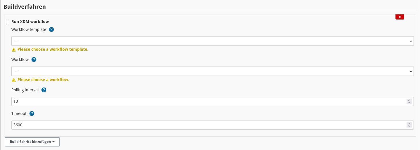 Screenshot of the Jenkins plugin showing the workflow execution configuration