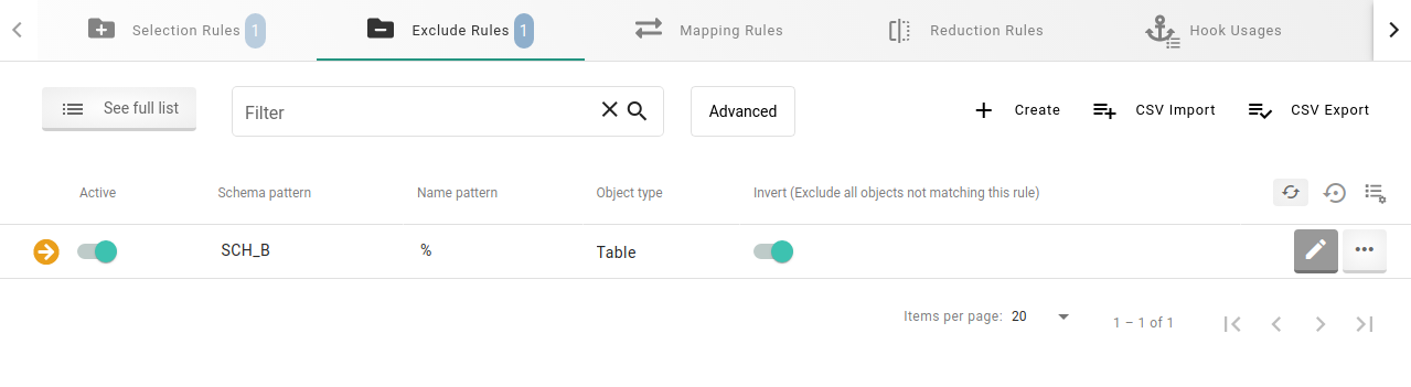 Screenshot showing inverted exclude rules