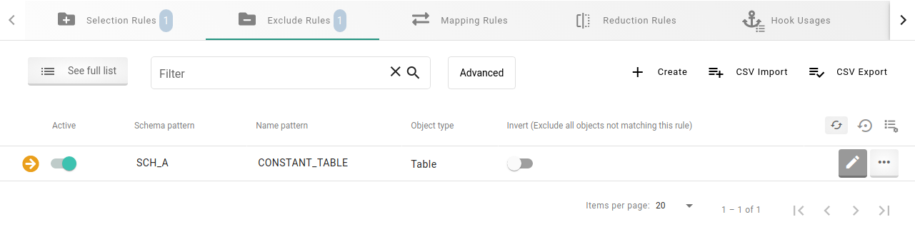 Screenshot showing list of exclude rule examples