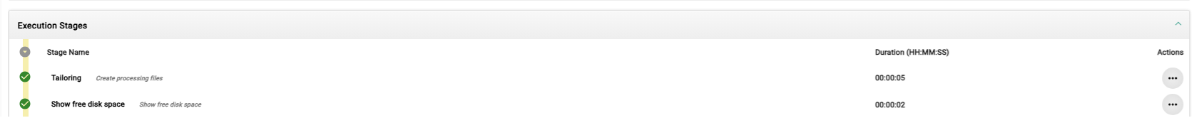 Screenshot of an task execution including the stage hook step
